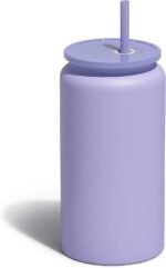 16oz Glass Cups With Lids and Straws, Stainless Steel Beer and Iced Coffee Cup, Smoothie Drinking Cup, Purple (Textured Matte Finish, Not Sublimatable) - Image 2