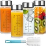 16oz Glass Juice Bottles - 4 Pack Wide Mouth Glass Bottles with Lids- BPA Free, Borosilicate Stainless Steel Lids for Juicing, Smoothies, Infused Water, Beverage Storage - Image 2