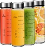 16oz Juice Bottles - 4 Pack Wide Mouth Glass Bottles with Lids- BPA Free, Stainless Steel Lids for Juicing, Smoothies, Infused Water, Beverage Storage - Leakproof, Borosilicate, Clear - Image 2