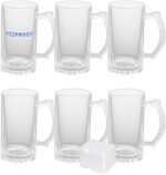 16oz Set of 6 Sublimation Blanks Transparent Glass Mug, Beer Mugs Coffee Tumblers Cups with Handle for Heat Thermal Coating Transfer - Image 2