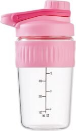 16oz Small Glass Shaker Bottle, Borosilicate Glass Protein Powder Gym Workout Small Shaker Cup Mixes for Protein Mixes with Blending Ball (C-PINK, 1) - Image 2