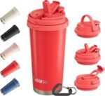 16oz Tumbler with 3 in 1 Lid - Travel Coffee Tumbler - 100% Leakproof and Spill Proof for Hot and Cold Drink - Coffee Mug for Travel, Office, School...(Red) - Image 2