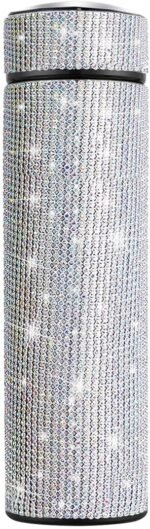 17 oz Bling Stainless Steel Water Bottle LED Temperature Display Smart Rhinestone Vacuum Water Bottle Glitter Bottles Diamond Vacuum Flask Mug Gift Girls Women (500ml),AB - Image 2