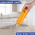 3 Packs Glass Water Bottles with Lid Clear Juice Bottles Reusable Bottle with Stainless Steel Cap Glass Cups Liquid Storage Containers for Juicing Beverage Refrigerator Travel-17oz - Image 4