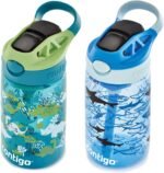 Contigo Aubrey Kids Water Bottle, 2-Pack, 14oz, Dinos & Sharks, Spill-Proof Lid, Dishwasher Safe, Blue & Green - Image 5