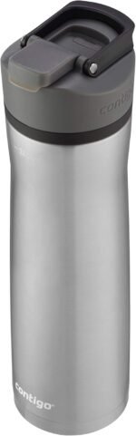 Contigo Cortland Chill 2.0 Vacuum-Insulated Stainless Steel Water Bottle, Spill-Proof Sip Technology, Interchangeable Lid, 24oz, Steel/Licorice, Perfect for Fitness Travel Everyday Use - Image 3