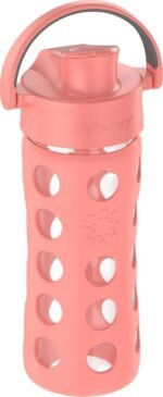 Lifefactory 12-Ounce Glass Water Bottle with Active Flip Cap and Protective Silicone Sleeve, Cantaloupe, 12oz - Image 3