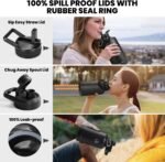 One Gallon Water Bottle Insulated, Triple Walled Vacuum Stainless Steel (Cold for 48 Hrs), Leak Proof & Non-BPA, Large Water Flask Jug with Paracord Handle & Straw Spout Lids - Image 4