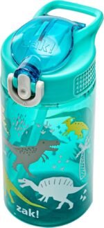 Zak Designs Kids Water Bottle For School or Travel, 16oz Durable Plastic Water Bottle With Straw, Handle, and Leak-Proof, Pop-Up Spout Cover (Dinosaur) - Image 3