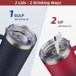 BJPKPK Insulated Coffee Mug with 2 Lids, 25oz Stainless Steel Insulated Tumbler with Handle, Double Wall Vacuum Coffee Cups, BPA Free Travel Mug for Coffee, Tea and Drinks, Vast - Image 4