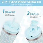 BJPKPK 22oz Tumbler With lid And Straw Stainless Steel Travel Coffee Mug Insulated Tumblers Cups,Light Blue Leopard - Image 5