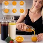 18 oz Clear Glass Juice Bottles with Lids and Silicone Sleeve, Reusable Glass Water Bottles with Stainless Steel Cap for Juicing, Refrigerator,100% Leak Proof, BPA Free, Set of 6 - Image 4