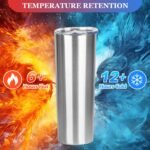 20 oz Skinny Tumbler with Lid and Straw,Stainless Steel Vacuum Insulated Tumbler Cup Double Wall Leak-proof Coffee Mug,Travel Thermal Water Tumbler for Office,Outdoor(Silver,1) - Image 3