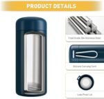 Small Water Bottle 10oz, Small Insulated Water Bottle for Hot&Cold Drinks, Water Bottle Purse with Carry Handle - 100% Leakproof Perfect for School, Travel...(Dark Blue) - Image 4