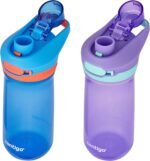 Contigo Jessie Kids Water Bottle Leak-Proof Lid 14oz Dishwasher-Safe Fits Most Cup Holders 2-Pack Blue Poppy/Coral & Amethyst/Jade - Image 6