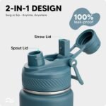 [2-IN-1 LID] Insulated Water Bottle with Silicone Boot (36hrs Cold/18hrs Hot) - DIY Stickers, Leakproof, BPA Free, 24 oz - Image 3