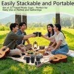 22 Pcs 16 oz Stainless Steel Pint Cups Stackable Metal Cups Black Shatterproof Water Tumblers Kids Adults Drink Water Tumbler for Restaurant Picnic Outdoor Travel Camping - Image 5