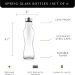 JoyJolt Spring Glass Water Bottles Set of 6-18 oz Glass Bottles with Stainless Steel Caps - Glass Drinking Bottles with Leakproof Lids - Reusable Glass Juice Bottle - Container Bottle Set - Image 3