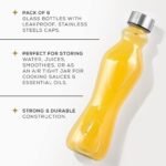 JoyJolt Spring Glass Water Bottles Set of 6-18 oz Glass Bottles with Stainless Steel Caps - Glass Drinking Bottles with Leakproof Lids - Reusable Glass Juice Bottle - Container Bottle Set - Image 4