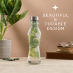 JoyJolt Spring Glass Water Bottles Set of 6-18 oz Glass Bottles with Stainless Steel Caps - Glass Drinking Bottles with Leakproof Lids - Reusable Glass Juice Bottle - Container Bottle Set - Image 5