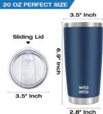 WETOWETO 20oz Tumbler, Stainless Steel Vacuum Insulated Coffee Travel Mug, Double Wall Powder Coated Insulated Coffee Mug Travel Mug with Lid Thermal Cup for Outdoor (Navy Blue, 1 Pack) - Image 4