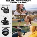 Insulated Water Bottle 40 oz, Triple Wall Vacuum Stainless Steel (Cold for 48 Hrs), Leak Proof & Non-BPA, Modern Water Flask Jug with Paracord Handle & Straw Spout Lids, Indigo/Black - Image 4