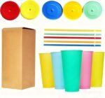 Color Changing Cups, 5 Pack 24oz Plastic Tumblers, Reusable Iced Coffee & Smoothie Cups with Lids and Straws for Parties and Travel - Image 4