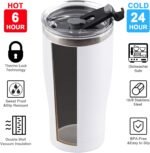 6 Pack 20oz Stainless Steel Tumblers Bulk Reusable Travel Mugs with Lid, Double Wall Powder Coated Coffe Cup for Home, Office, Outdoor Suitable for Vehicle Cup Holders - Image 3