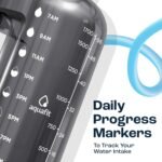 AQUAFIT 64 oz Water Bottle with Time Marker - Straw & Chug Lid - BPA Free Half Gallon Gym Water Bottle with Handle - Big Gallon Jug (Gray, 64 Ounces) - Image 5