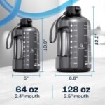AQUAFIT 64 oz Water Bottle with Time Marker - Straw & Chug Lid - BPA Free Half Gallon Gym Water Bottle with Handle - Big Gallon Jug (Gray, 64 Ounces) - Image 7