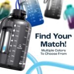 AQUAFIT 64 oz Water Bottle with Time Marker - Straw & Chug Lid - BPA Free Half Gallon Gym Water Bottle with Handle - Big Gallon Jug (Gray, 64 Ounces) - Image 8