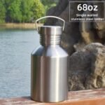 68OZ Stainless Steel Water Bottle with Handle Big Water Bottle for Men Single Wall Thickened Metal Bottle,Leak Proof and Anti Drop Large Capacity Hot Water Kettle for Sports,Camping&Hiking - Image 3