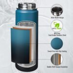 24 oz Insulated Water Bottle with Handle, 304 Stainless Steel Water Bottles with Wide Mouth, Double Wall Vacuum Sports Water Bottle, BPA Free, Keep Cold and Hot, Blue&Black - Image 4