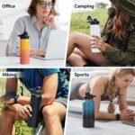 24 oz Insulated Water Bottle with Handle, 304 Stainless Steel Water Bottles with Wide Mouth, Double Wall Vacuum Sports Water Bottle, BPA Free, Keep Cold and Hot, Blue&Black - Image 5