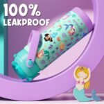 Kids Insulated Water Bottle with Pop-Open Straw & Spout 2-in-1 Lid, 18oz Leak Proof 18/8 Stainless Steel Vacuum Tumbler, BPA-Free Kids Cup For Travel School Boys Girls Toddler, Rainbow & Mermaid - Image 8