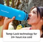 ThermoFlask Bottle with Spout Lid - Stainless Steel Water Bottles with Double-Wall Insulation & BPA-Free Spout Lids - Leak-Proof Reusable Bottles & Lids - 24 oz, Mayan Blue/Black (2 Pack) - Image 4