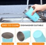 8 Pack Stainless Steel Cups 16oz - Colorful Stackable Metal Drinking Glasses for Camping, Travel, Shatterproof Tumblers - Image 5