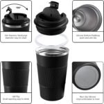 YINBAOGE Insulated Travel Coffee Mug, Spill & Leak Proof, Portable To Go Camping Stainless Steel Coffee Tumbler, Reusable Thermal Coffee Cup with Lid for Hot & Cold Drinks (Black, 12 OZ) - Image 3