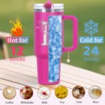 Personalized 40 oz Monogrammed Tumbler with Handle & Flip Straw, 100% Leak Proof stainless steel Insulated Tumbler, Customized Initial Funny Gifts for Women Mom Sisters Coworker, B - Image 4