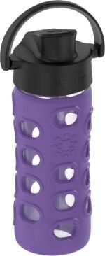 Lifefactory 12-Ounce Glass Water Bottle with Active Flip Cap and Protective Silicone Sleeve, Iris - Image 3