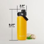 ThermoProof Insulated Water Bottle – Stainless Steel, Wide Mouth, Flip & Spout Lids, Leakproof, Dishwasher Safe, Reusable – Keeps Drinks Hot or Cold – for Adults & Kids – 18oz, Amber - Image 3