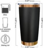 20 oz Tumbler Stainless Steel Tumbler with Lid and Straw, Double Wall Vacuum Insulated Travel Coffee Mug for Laser Engrave, Powder Coated Cup for Hot and Cold Drinks (Black,1 pack) - Image 3