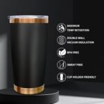 20 oz Tumbler Stainless Steel Tumbler with Lid and Straw, Double Wall Vacuum Insulated Travel Coffee Mug for Laser Engrave, Powder Coated Cup for Hot and Cold Drinks (Black,1 pack) - Image 4