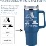 Personalized Tumbler With Handle-Custom 40oz Travel Cup With Lid And Straw-Laser Engraved With Name,Logo,Text,Image-Personalized Gifts For Mom,Dad,Birthday - Image 3