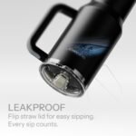 40 Oz Insulated Tumbler with Detachable Flip Straw Lid, Vacuum insulated Stainless Steel | BPA-Free, Handle & Cupholder Compatible - 24H Cold, Travel/Gym/Office,Black - Image 5