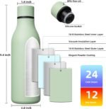 BJPKPK Insulated Water Bottles, 18 oz Stainless Steel Metal Water Bottle with Strap, BPA Free Leak Proof Jugs, Mugs, Flasks, Reusable Thermal Flasks for Sports & Travel, Macaron Green - Image 4