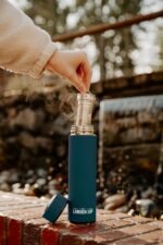 London Sip Multi-Purpose Tea Infuser Travel Mug and Tumbler Fruit Infuser Flask Hot and Cold Double Wall Stainless Steel Thermos with Extra-Long Infuser, Midnight Teal - Image 4