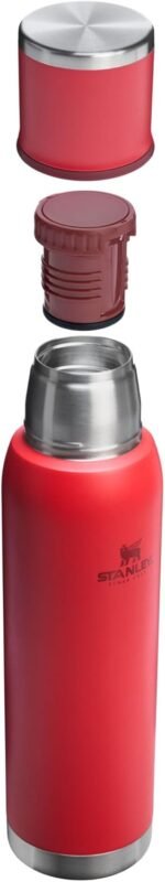 Stanley Adventure-To-Go Vacuum Bottle 1.4 qt | Wide Mouth with Leakproof Cup Lid | Keep Drinks Hot or Cold | Packable for Travel | Insulated Stainless Steel Thermal Bottle | BPA-Free | Chili Red - Image 3