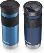Contigo SNAPSEAL Insulated Stainless Steel Travel Mug with Grip 20oz. Blue Corn Transparent Satin & Midnight Berry - Image 3