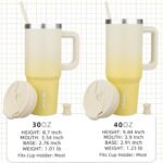 BJPKPK 40 oz Tumbler With Handle Insulated Tumblers With Lid And Straw Stainless Steel Thermal Cup,Lemon - Image 4